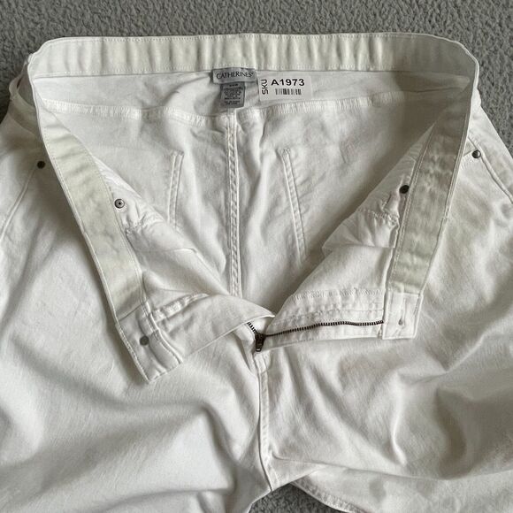 Catherines Crop Jeans Women Size 24W White Pocket Cotton Embroidery - Picture 8 of 14